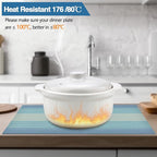 Placemats Set of 8 - Easy Clean Washable Vinyl Placemats - Wipeable Heat Resistant Table Mats for Dining Table - 17.7x11.8 Inch (8, Blue Gradient)