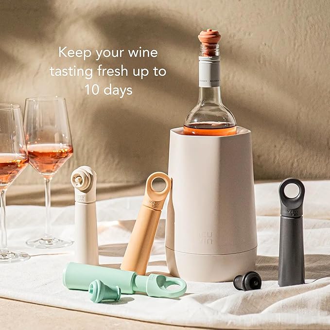 Vacu Vin Wine Saver Loop – Made in the Netherlands – Premium Vacuum Pump with Stopper – Airtight Seal Keeps Wine Fresh up to 10 Days – Stylish & Long-Lasting – Jade