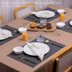 Charcoal Grey Placemats Set of 6, Cotton Ribbed Tabletop, Non-Slip Wrinkle Free Kitchen Table Mats for Dining Table, 13x19 Inch