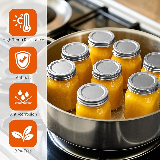 Aliggbent 130 Pcs Regular Mouth Canning Lids 70MM Airtight Split-Type Lids for Mason Jars Regular Mouth, Leakproof Bulk Canning Jar Lids for Food, Jam, Fruits & DIY Decor