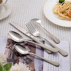 20 Piece Cream Grey 18/0 Flatware Utensil Set for 4, Include Dinner Knife,Dinner Forks,Dinner Spoons,Salad Forks,Teaspoons,Silverware Set for 4, Dishwasher Safe