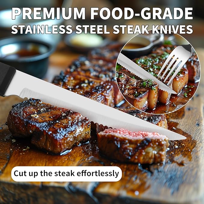 65PCS Silverware Set for 8 with Flatware Drawer Organizer, Stainless Steel Cutlery Set with Steak Knives, Include Spoons and Forks Set & Serving Utensils, Mirror Polished, Silver