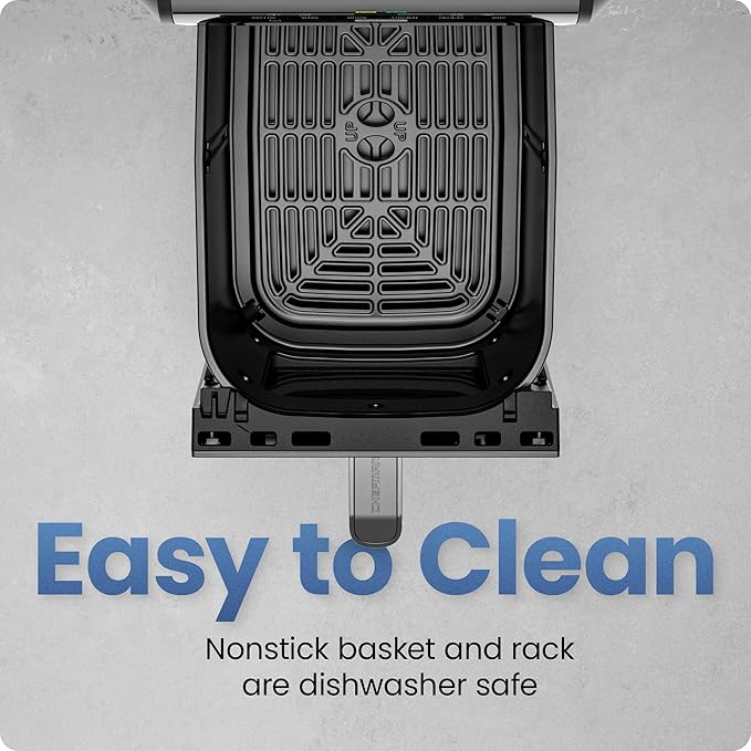 Chefman Air Fryer TurboFry 7-Qt, 6-in-1 High-Powered 450°F Cooking for Crispier Results, Compact Space-Saving Design, Air Fry, Bake, Broil, Reheat, Dehydrate, Defrost, Fast & Even Cooking – Black