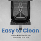 Chefman Air Fryer TurboFry 7-Qt, 6-in-1 High-Powered 450°F Cooking for Crispier Results, Compact Space-Saving Design, Air Fry, Bake, Broil, Reheat, Dehydrate, Defrost, Fast & Even Cooking – Black