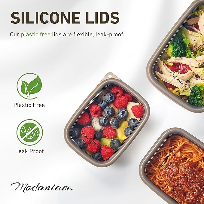 Flexibento - Stainless Steel Nesting Lunch Containers with clear Silicone Lids, Leak Proof & Dishwasher Safe|Set -20,30, 40 OZ| Bento Box | Meal prep|Metal lunch Box for adults