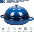 Cast Iron Enameled Dutch Oven Pot with Lid for Bread Baking, Bread Oven, 6 Quart, Blue