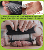 Meat Tenderizer Tool 48 Blades Stainless Steel - Kitchen Cooking Gadgets Tools with Ultra Sharp Needle That Makes Steak & Chicken Tender - No More Hammer, Meat Pounder Or Mallet