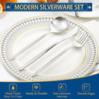 Silverware Set for 6, 30 Piece Flatware Set, Cutlery Tableware set Include Spoons And Forks Set, Stainless Steel Utensil Set, Matte polished Finish, Dishwasher Safe
