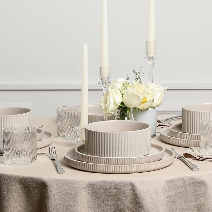 Stone Lain Haven 4-Piece Salad Plate Set Stoneware, Beige