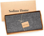 Solino Home Linen Cloth Tablecloth 52 x 52 Inch - 100% Pure Linen Chambray Black Square Tablecloth - Athena, Machine Washable Table Throw for Summer, Fall, Autumn, Halloween