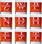 Set Of 9, Personalized Whiskey Glass For Groomsman Gifts, Best Man, Groom, 11oz Old Fashioned Custom Monogrammed Whiskey Glass