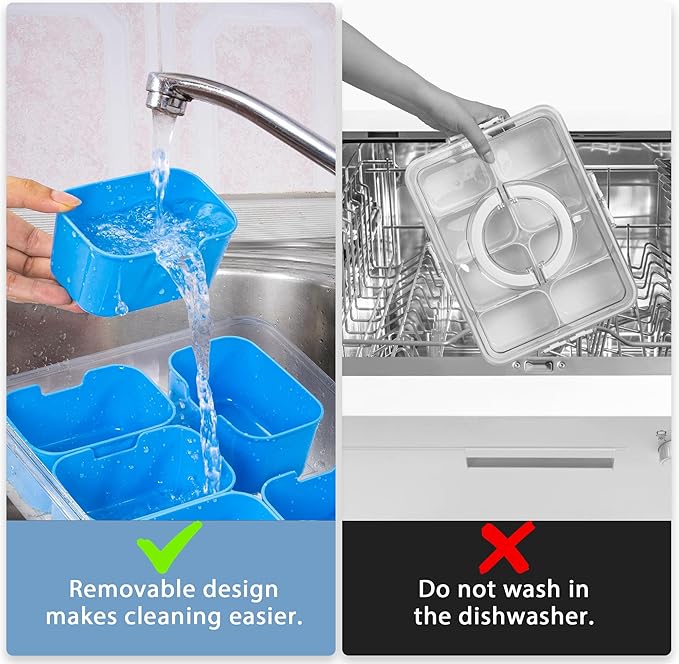 Divided Snack Serving Tray with Lid and Handle Travel Snackle Charcuterie Container Portable Storage Organizer for Candy, Fruits, Nuts, Snacks, Party, Picnic (1pack, Cerulean)