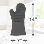 All Clad Silicone Oven Mitt: Heat Resistant up to 500 Degrees - 100% Cotton & Silicone, 14"x7" Oven Mitt for Kitchen and Barbeque, 1-Pack, Pewter