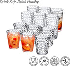 Amazing Abby Iceberg 16-Ounce and 24-Ounce Tumblers (Set of 12), Clear Drinking Glasses, Reusable Plastic Cups, Stackable, BPA-Free, Shatter-Proof, Dishwasher-Safe