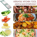 3-Blade Mandoline Slicer for Kitchen,Stainless Steel Slicer Vegetable Cutter, Carrot Shredder, Kitchen Grater(Seafoam green, 3-in-1)