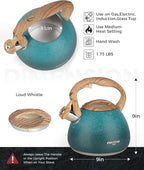 POLIVIAR Tea Kettle, 2.7 Quart Stovetop Tea Kettle, Audible Whistling Teapot with Crackle Finish, Food Grade Stainless Steel for Anti-Rust, Anti Hot Handle, Suitable for All Heat Sources (JX2023-LYD)