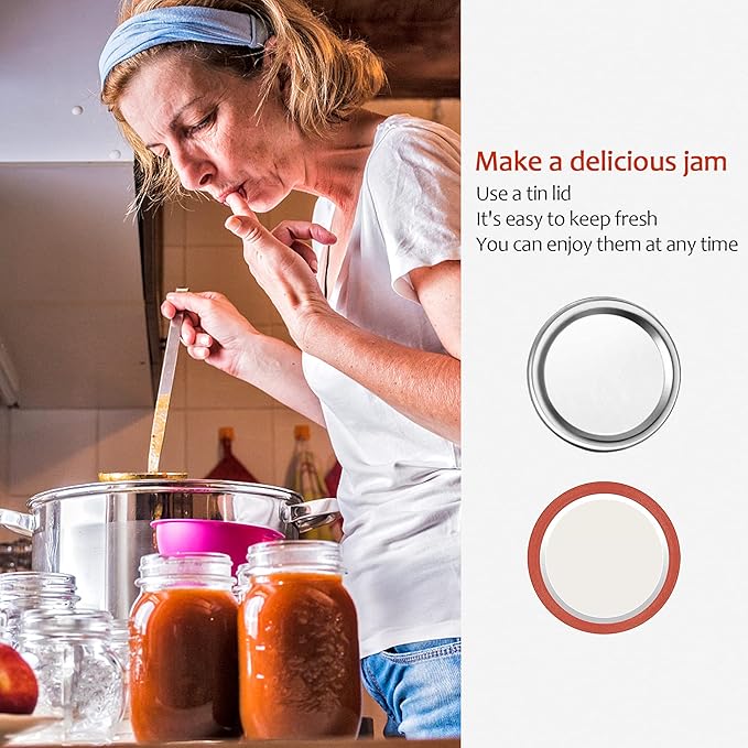 Aliggbent Canning Lids 130PCS, Mason Jar Lids Wide Mouth 86MM Canning Lids Anti-Rust and Leak Proof Airtight Split-Type Lids Silver Canning Flats with Silicone Seals for Mason Jars