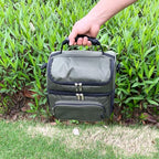 FlowFly Double Layer Cooler Insulated Lunch Bag Adult Lunch Box Large Tote Bag for Men, Women, With Adjustable Strap,Front Pocket and Dual Large Mesh Side Pockets