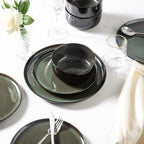 LERATIO Ceramic Dinner Plates Set of 6, 10.5 Inch Reactive Glaze Porcelain Plates, Modern Shape Dinnerware Dishes Set for Kitchen,Microwave&Dishwasher&Oven Safe, Scratch Resistant-Green