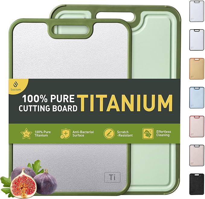 2 Packs Titanium Cutting Boards for Kitchen Chopping Board Butcher Block 2 in 1 Pure Titanium and Wheat Straw PP Great Grandma Christmas Xmas Birthday Gifts Ideas Grandmother Gigi Granny Nana Glamma