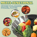 SHIKORI Steamer Basket,Stainless Steel Vegetable Steamer Basket Folding,Folding Expandable Steamers,Expandable to Fit Various Size Pot-Green 11 in