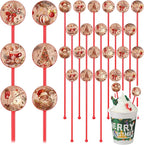 Meanplan 60pcs Christmas Swizzle Sticks Christmas Cocktail Stirrers Plastic Stir Sticks Xmas Santa Claus Snowman Decorations for Birthday Party Coffee Shop Supplies Favors Gifts(Vintage)