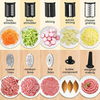 Electric Meat Grinder, Cheese Grater, 2800W Max Stainless Steel Veggie Shredder, Vegetable Cutter with 5 Slice Blades, 3 Grinding Plates, Sausage Stuffer & Kubbe Kit, for Home Kitchen Use