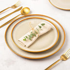 LERATIO Ceramic Dinner Plates Set of 6, 10.5 Inch Reactive Glaze Porcelain Plates, Modern Shape Dinnerware Dishes Set for Kitchen,Microwave&Dishwasher&Oven Safe, Scratch Resistant-Khaki