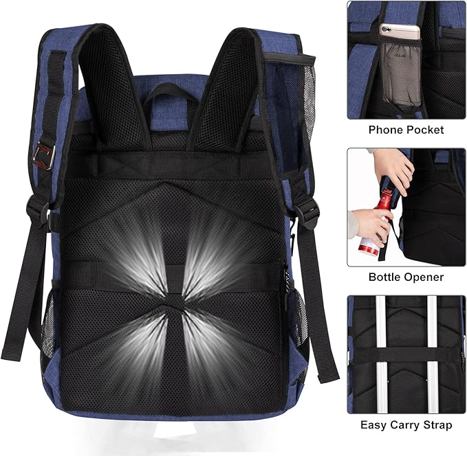 Backpack Coolers Insulated Leak Proof 30 Cans, Soft Sided Insulated Cooler Bags Ice Chest Backpack for Beach Travel Camping, with Reusable Ice Packs