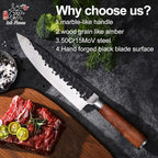 8 inch Kitchen Chef's Knife, German High Carbon Stainless Steel Sharp Knife, Professional Meat Knife with Brazilian Rosewood Handle and Gift Box for Family & Restaurant