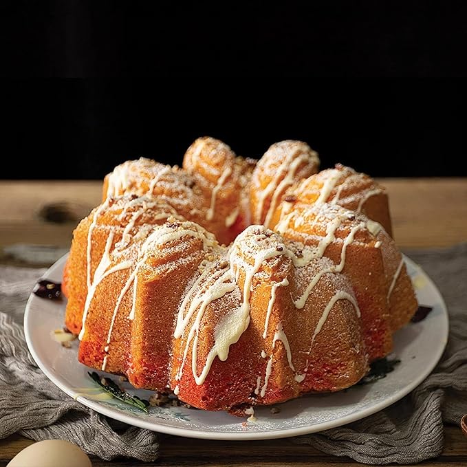 Baker's Secret Nonstick for Fluted Cake Pan, Perfect for Fluted Cakes, Die Cast Aluminum Cake Pans, 2 Layers Non-stick Coating For Easy Release, compatible with Fluted Cake Pans - (Bloom)