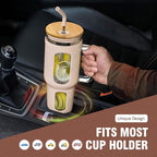 Glass Tumbler with Lid and Straw, 46 oz Iced Coffee Cup with Handle, Large Water Bottles with Silicone Sleeve, Glass Cup with Straws - Pearl Straw & Drinking Straw BPA Free-Amber