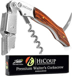 Hicoup Wine Opener - Professional Corkscrews for Wine Bottles w/Foil Cutter and Cap Remover - Manual Wine Key for Servers, Waiters, Bartenders and Home Use - Sandalwood