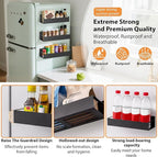 4 Pack Magnetic Spice Rack Organizer for Refrigerator and Oven, Movable Magnetic Hanging Kitchen Spice Rack with 4 Hooks, Black