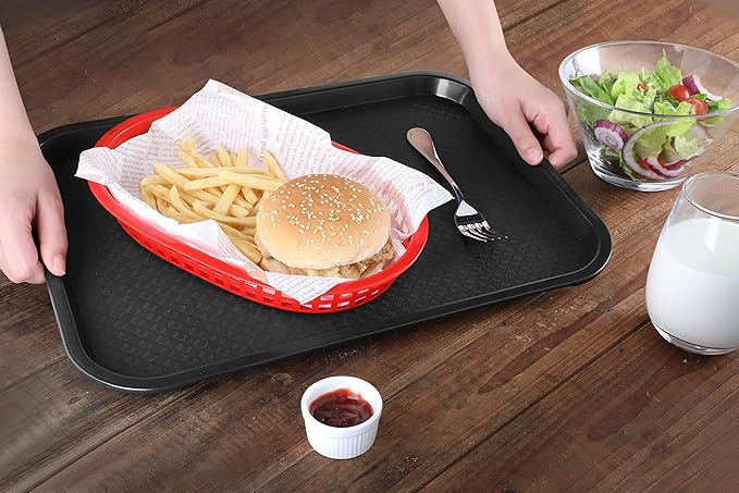 New Star Foodservice 24333 Fast Food Tray, 10.5 x 13.5, Black, Set of 12