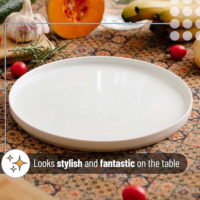 BTaT- Porcelain White Dinner Plates, Set of 6, 10.6 inch, Salad Serving Modern Round Dishes, Smooth Glaze, Dishwasher Safe, Microwave Safe, Oven Safe, Scratch Resistant