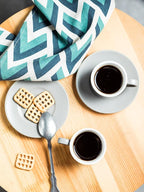 YHOSSEUN Porcelain Espresso Cups Set and Metal Stand 3 OZ Demitasse Cup For Coffee Shot, Mugs for Latte, Cafe Mocha, Cappuccino, and Tea, Serve for 6 Gray