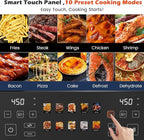 10QT Dual Basket Air Fryer, 12-in-1 Digital Air Fryer Oven with Visible Windows, 5QT x 2 Drawers, One-Touch LED Panel, Sync Finish, Dehydrate, Defrost, Roast, Bake, Reheat, Nonstick & Dishwasher Safe