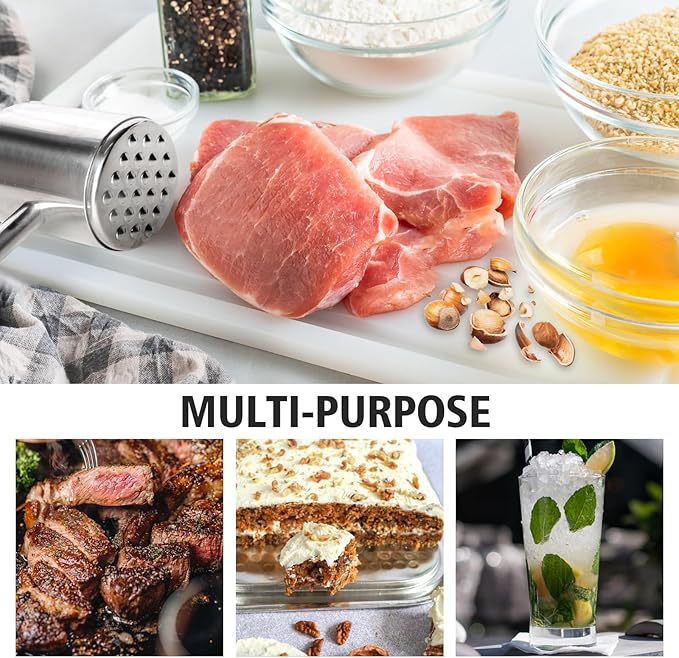 Meat Tenderizer, Heavy Duty 304 Stainless Steel Meat Tenderizer Tool, Meat Hammer Dishwasher Safe, Meat & Poultry Tenderizers,Meat Pounder for Steak, Chicken, Fish, Pork, Beef