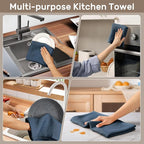 Large Kitchen Hand Towels,6 Pack Cotton Waffle Weave Dish Towel for Drying, Cleaning Cloth for Kitchen Dishes - Extra Absorbent and Soft - 16 x 28 inch (Blue Gray-6 Pack)