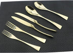 Flatware Set 18/10 Stainless Steel Mirror Polished Champagne gold Cutlery - Silverware Utensil Set of Steak Knife Dinner Fork Knife Spoon Salad Fork Dessert Spoon,24 Piece Service for 4