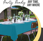 Exquisite 66% Thicker Premium Plastic Table Cloth Rectangle Table Cover 0.5 Mil 6 Pack Turquoise Table Cloth 54 Inch x 108 Inch Disposable Tablecloth Won't Tear Easily Like Cheap Thin Brands