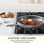 Cuisinart FusionElite+ Nonstick Tri-Ply Stainless Steel Cookware Set, 6-Piece Skillet Cooking Set with PURELYSEAR Ceramic Nonstick Technology, Scratch Proof, Cool Grip Handles, Dishwasher Safe