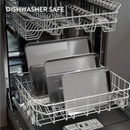 Navaris Baking Pan Breading Trays - Stainless Steel Baking Sheet Chicken Bacon Grilling Pan for Oven Cooking - Oven Grill Pan Cookie Tray - Set of 3 15.7/12.2/10.2" (40/31/26cm)