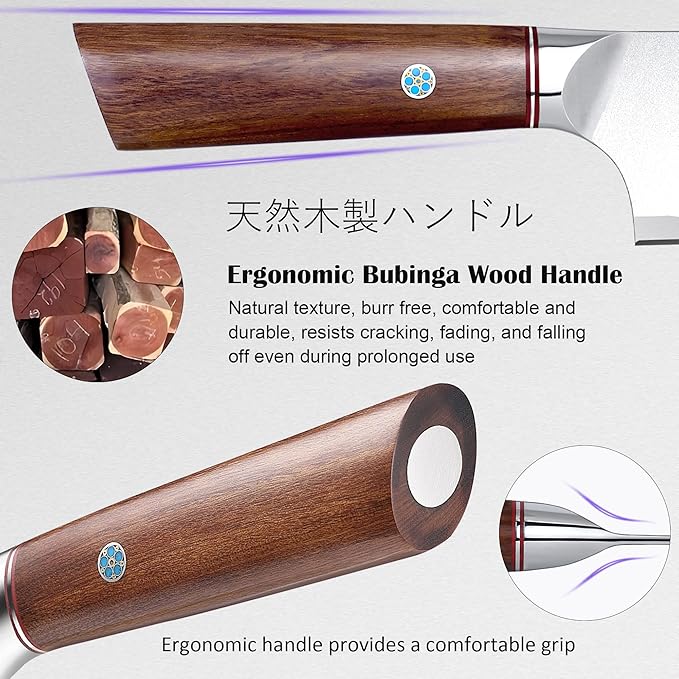 Chef Knife 8 inch Sharp Kitchen Knife, Japanese High Carbon Stainless Steel Cutting Chefs Knife Professional for Meat Vegetable with Bubinga Wood Handle