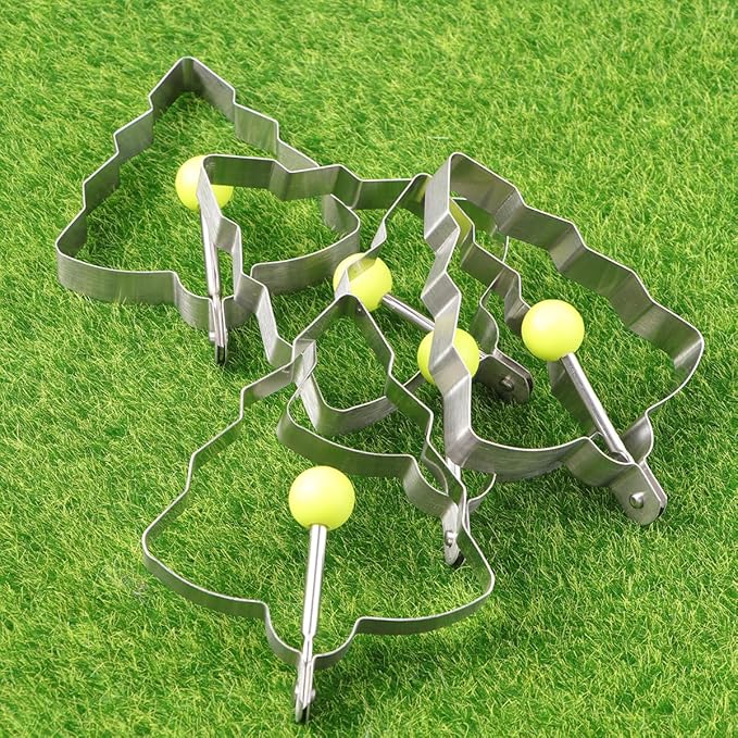 Upkoch 5 Pcs Egg Ring Set Stainless Steel Pancake Mold Egg Frying Molds Christmas Tree Shapestick Rings for Breakfast Sandwich Pancake Griddle with Anti-Scald Handle (11.7 X 8.8 Cm / 4.6 X 3.5 in）