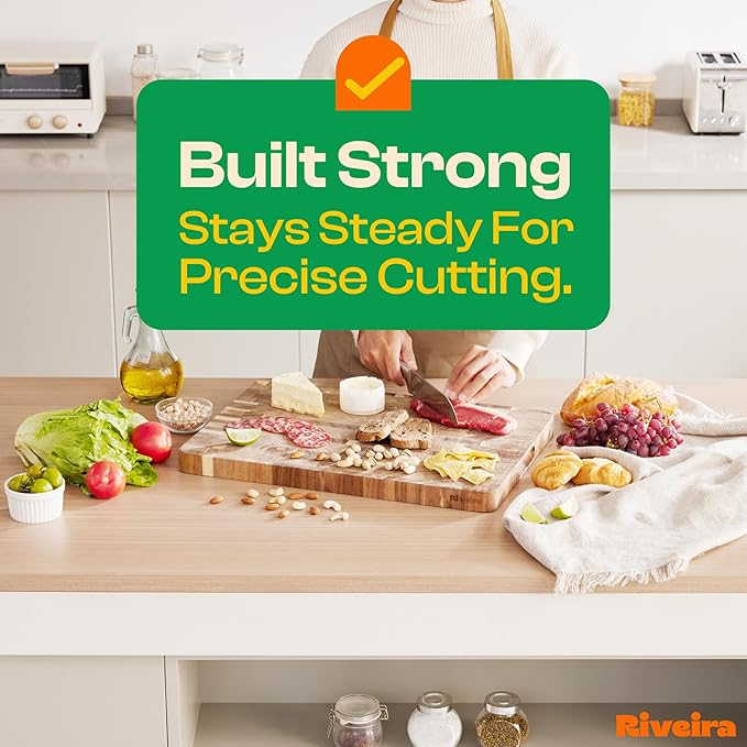 Riveira Acacia Wood Cutting Board – Gourmet Acacia Grandeur: 20 x 14 Wooden Cutting Board – Natural Wooden Cutting Boards For Kitchen Decorative – Innovative Juice Grooves Acacia Wooden Chopping Board