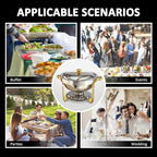 Chafing Dishes for Buffet, 6 Pack 5QT Round Chafing Dish Buffet Set [Elegant Gold and Silver Colors] Stainless Steel Buffet Servers and Warmers for Catering Events Parties Dinners with Complete Set