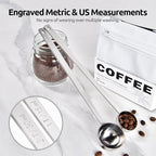 U-Taste Coffee Scoop 1&2 Tablespoon: 18/8 Stainless Steel Measuring Scooper for Ground Coffee, Bean, Powder, Espresso, 8.5in Long Handle Metal Meaure Spoon for Canister, Jar (1&2Tbsp/15&30ml, Silver)