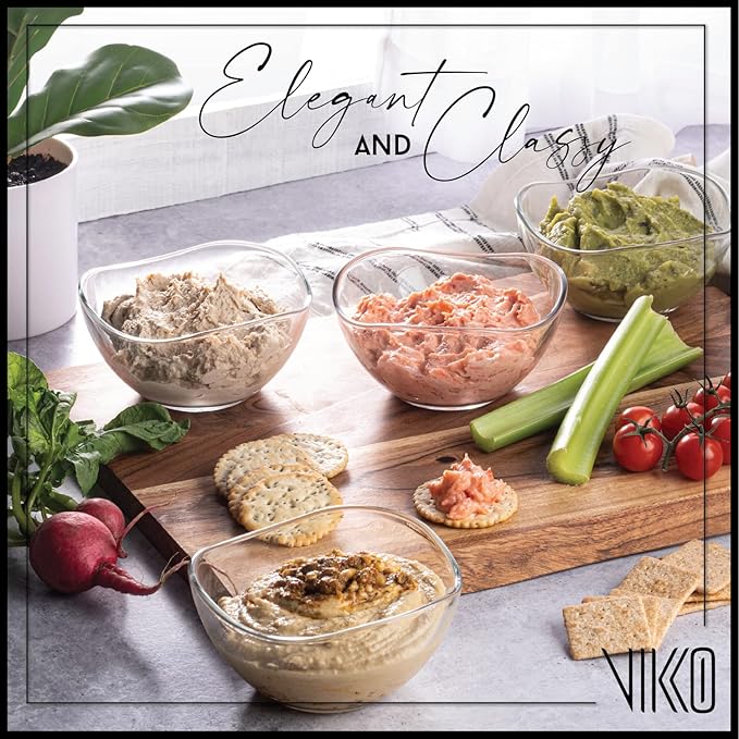 Dessert Bowls - Set of 6 Small Glass Ice Cream Bowls, 10 Oz Each - Microwave & Dishwasher Safe